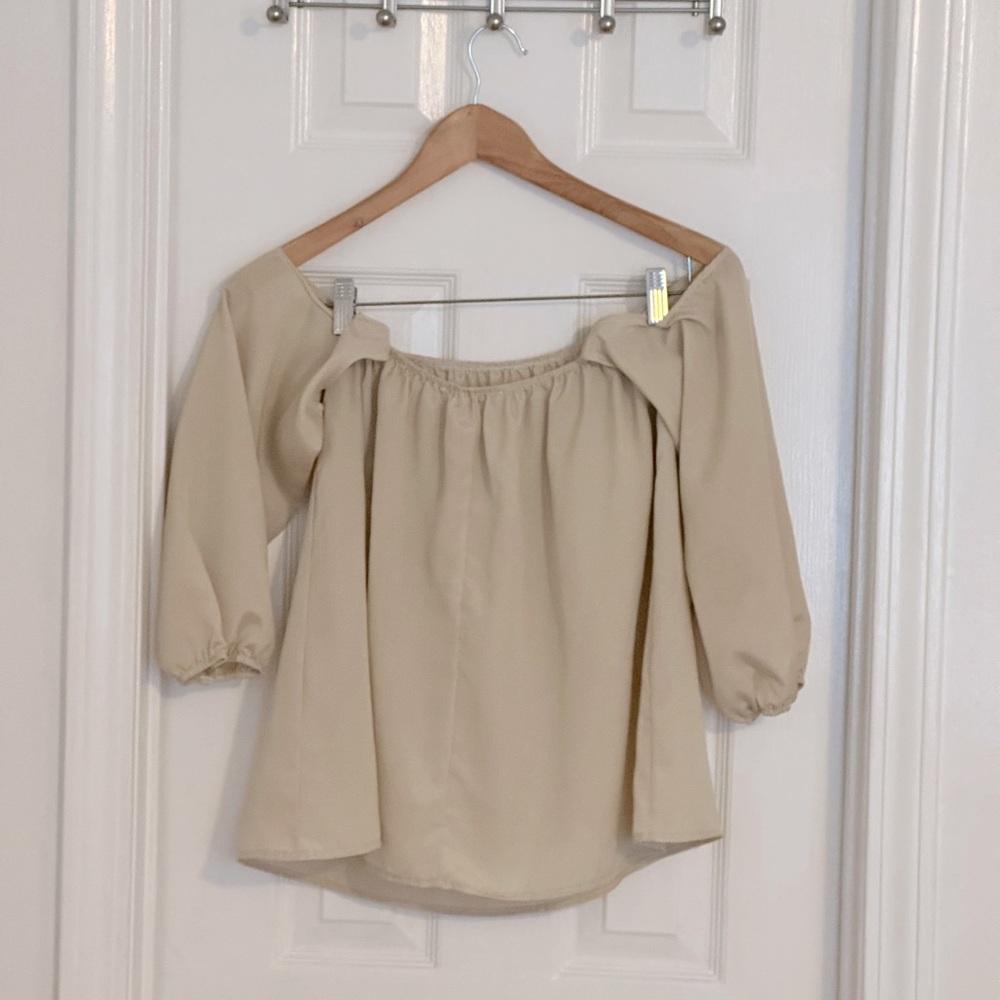 Tan Off Shoulder Top